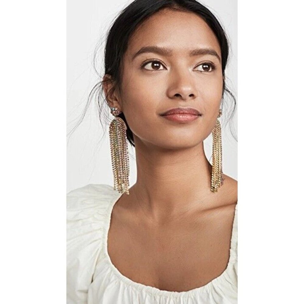 Deepa Gurnani Cadie Rainbow Rhinestone Chandelier Drop Earrings